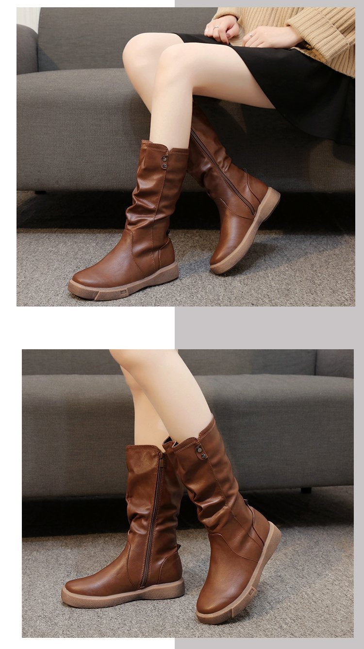 Thea™ | Waterproof Vegan Leather Boots with Zipper